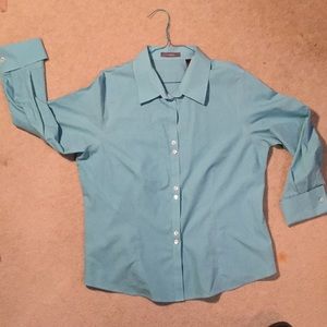 Liz Claiborne Size 16 Teal Blue Cotton Shirt